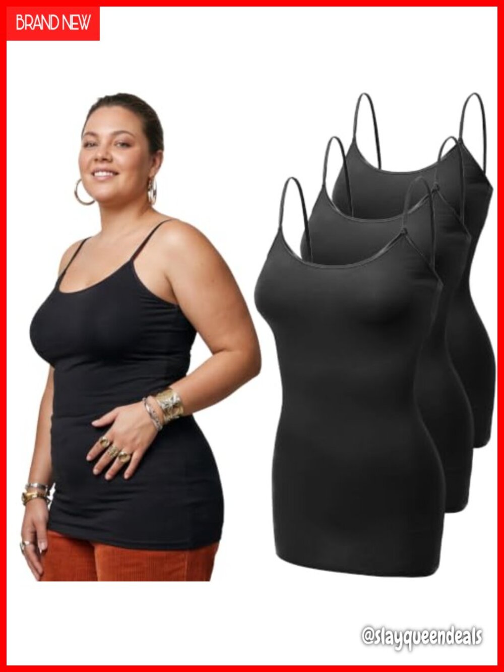 Women's Long Camisole Adjustable Spaghetti Strap Layering Tunic Tank Top